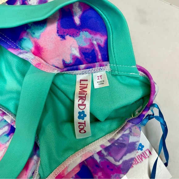 Limited too girls tie dye ruffle one piece swimsuit 2T purple pink NWT - Picture 7 of 8